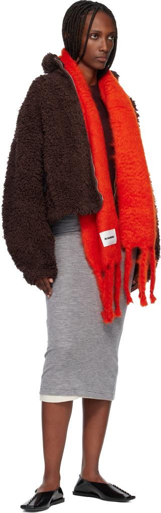 Jil Sander Red Slim Wool Blend Scarf