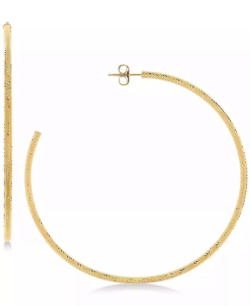Italian Gold Textured Skinny Hoop Earrings (1-1/2") in 14k Gold 1