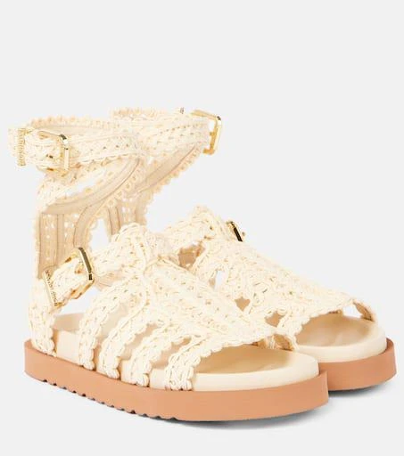 Zimmermann Goldie raffia gladiator sandals 1