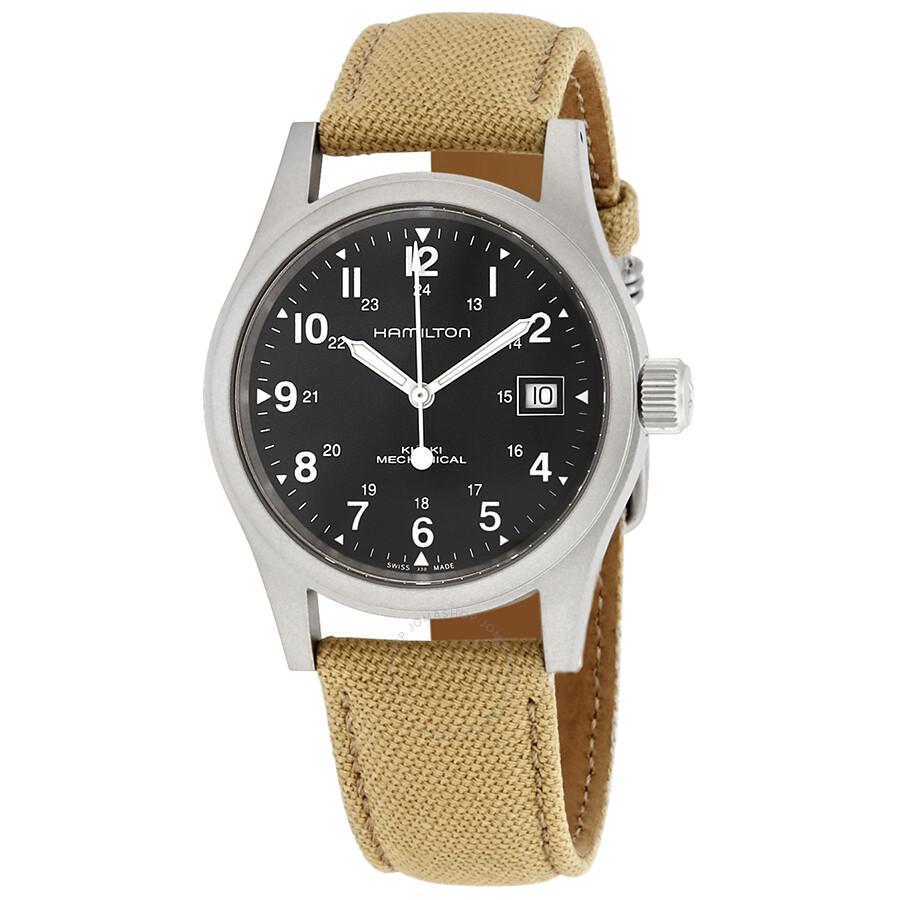 Hamilton Open Box - Hamilton Khaki Field Hand Wind Black Dial Men's Watch H69439933