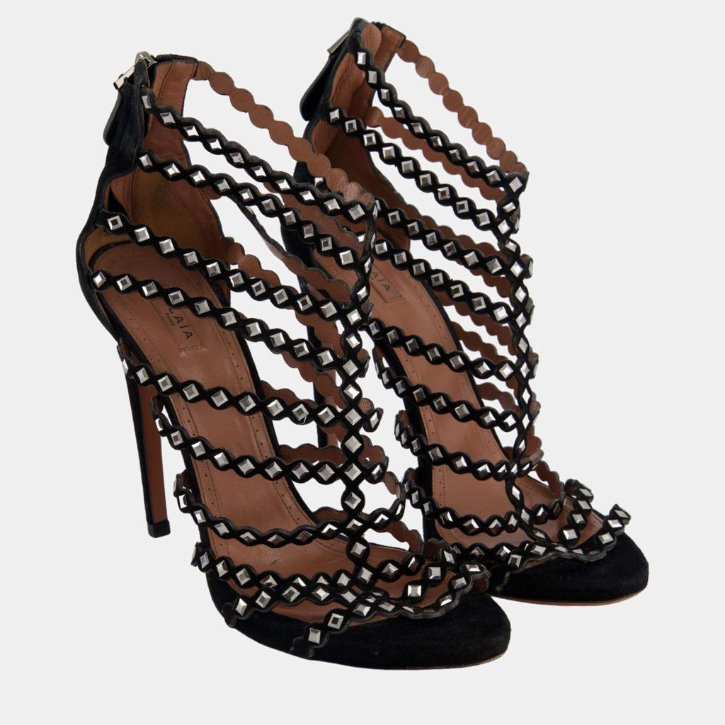 Alaia Alaia Black Suede Studded Heels Size EU 41