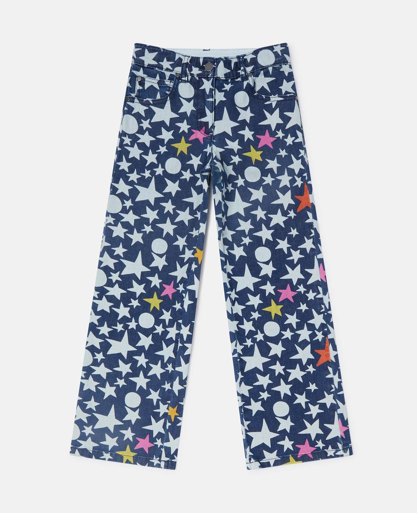 Stella McCartney Stella McCartney - Star Print Straight-Leg Denim Jeans, Blue/Multicolour, Size: 4