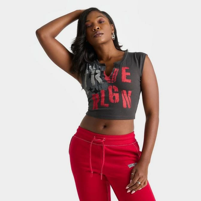 True Religion Women's True Religion Notched Neck Rib Crop Top 1