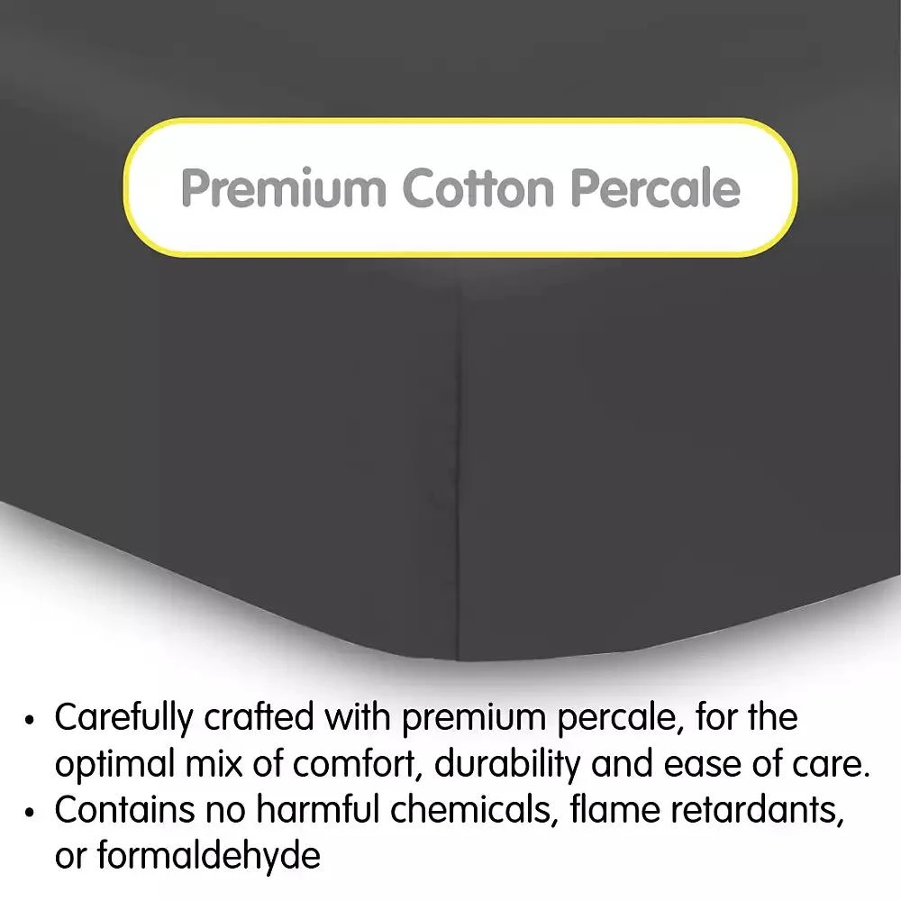 BreathableBaby Cotton Percale Fitted Sheet, For 52" x 28" Crib 
Toddler Bed Mattress (2-Pack) 3