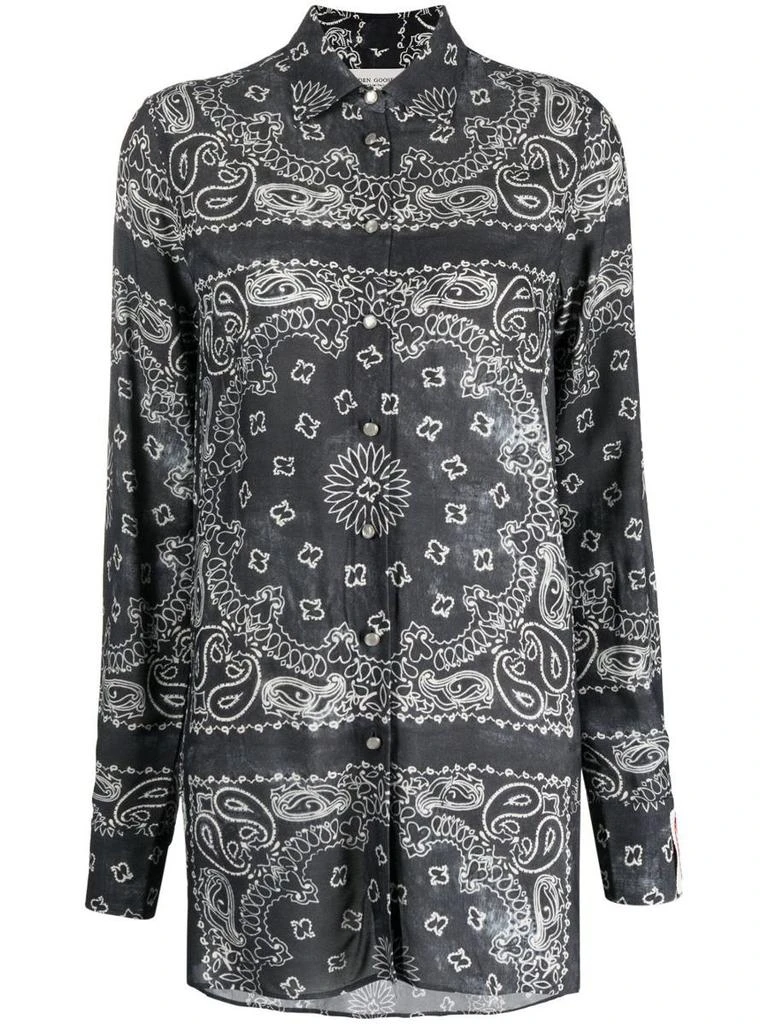Golden Goose Golden Goose Golden W'S Pajamas Shirt Crepe Viscose Fabric Pasley Print 1