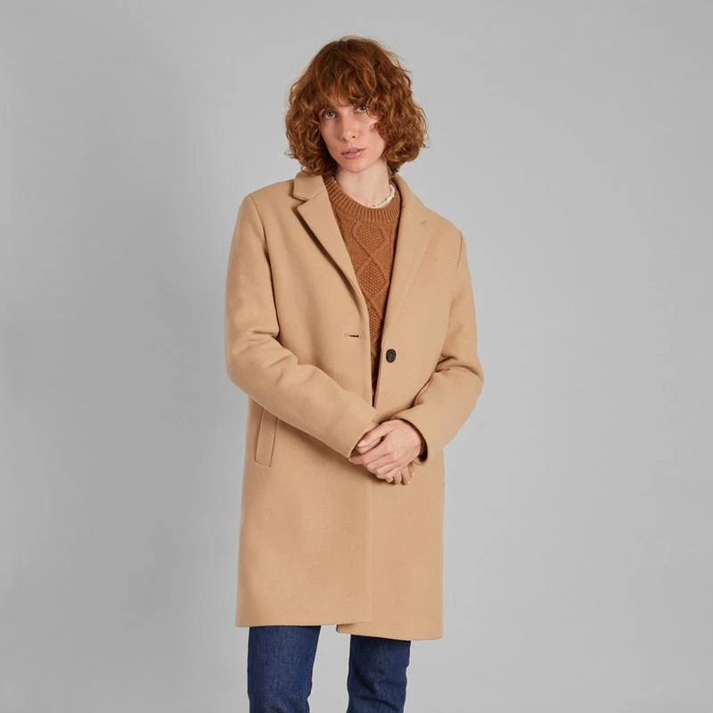 L'Exception Paris Straight coat in new wool made in France Sable L'EXCEPTION PARIS 3