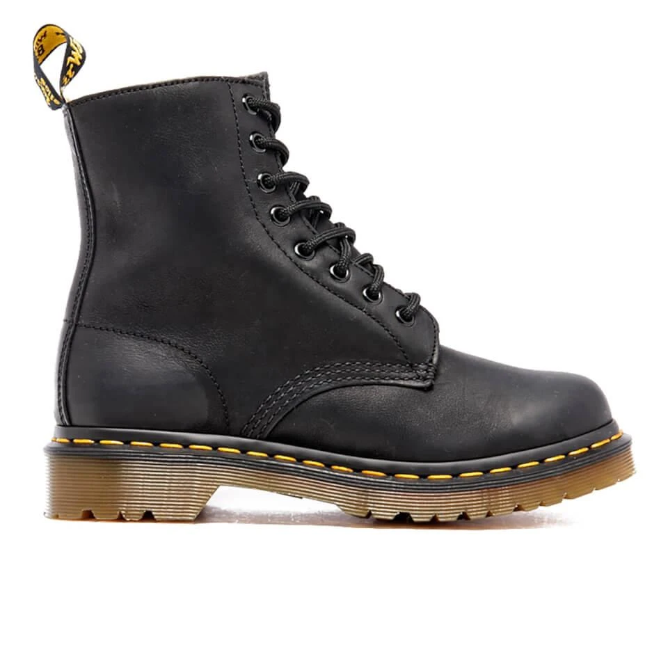 Dr. Martens DR. MARTENS WOMEN'S 1460 SERENA LEATHER/FUR LINED 8-EYE BOOTS - BLACK 1