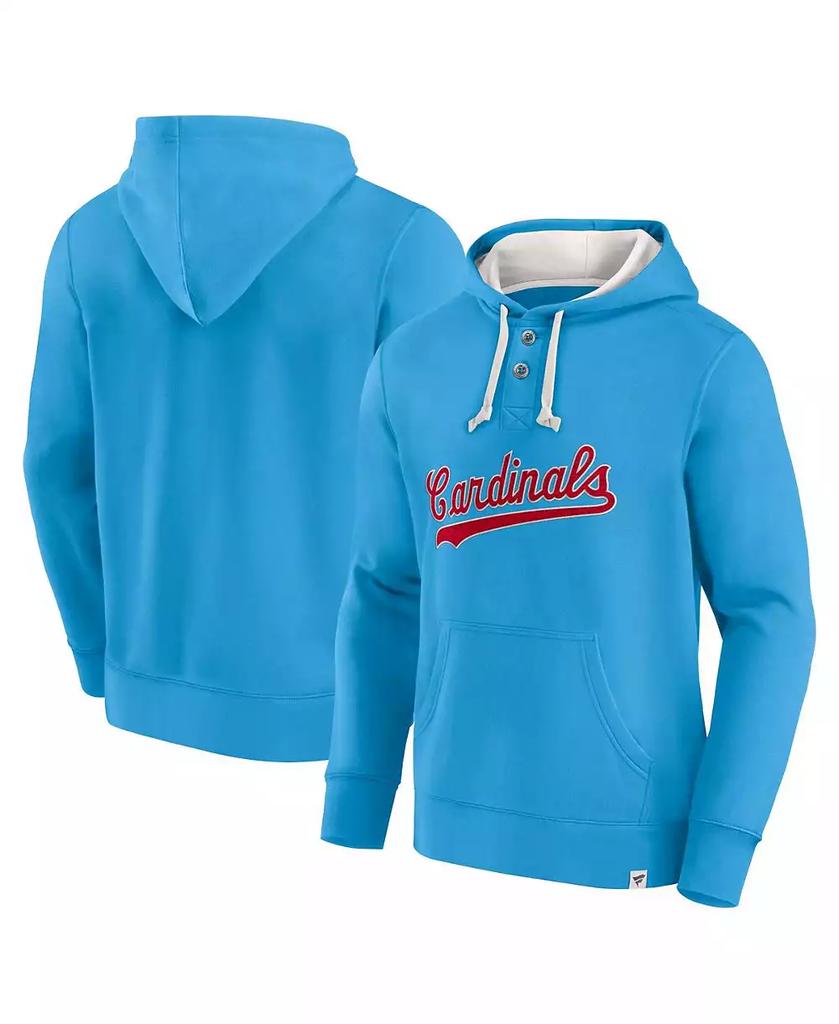 Fanatics Men's Light Blue St. Louis Cardinals Plan for Adversity Henley Fleece Pullover Hoodie