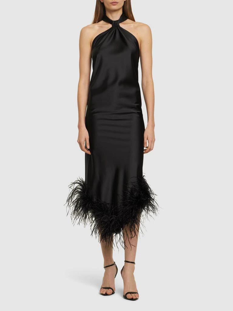 GIUSEPPE DI MORABITO Satin Midi Dress W/feathers 1