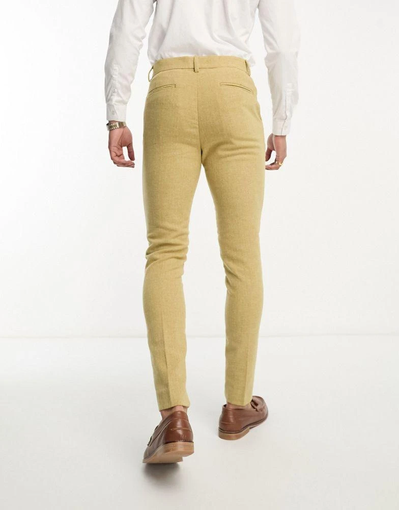 ASOS ASOS DESIGN skinny wool mix suit trousers in stone herringbone 2