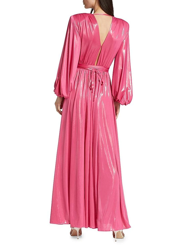 BRONX AND BANCO Zoe Billowy-Sleeve V-Neck Metallic Gown 5