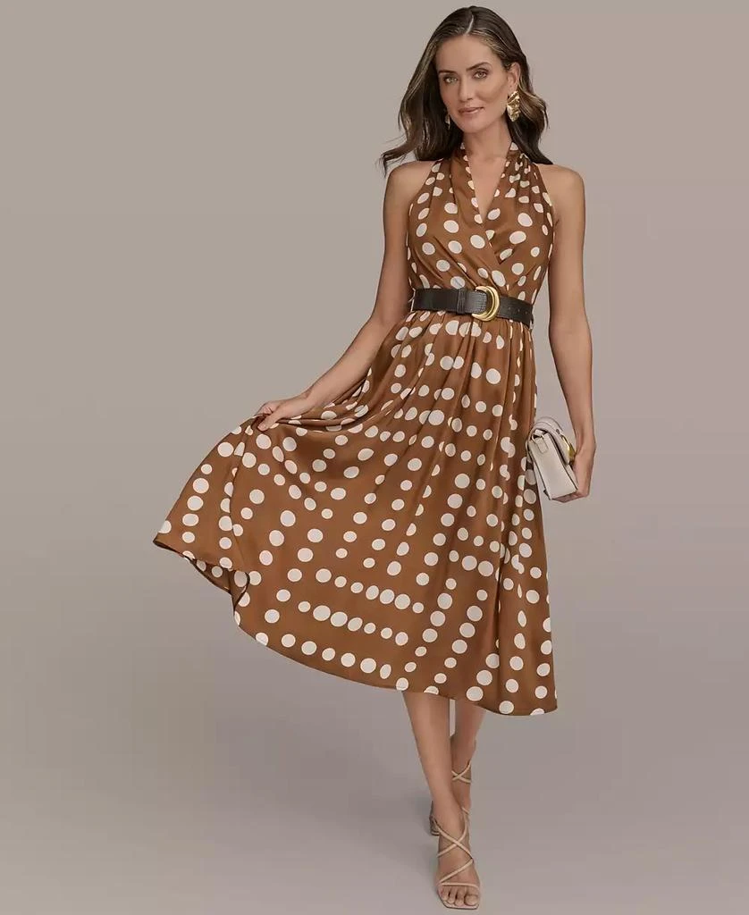 Donna Karan Women's Printed Belted Sleeveless Dress 1