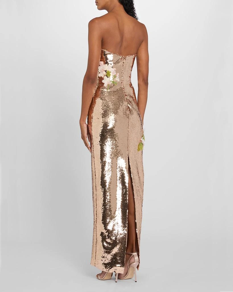 Monique Lhuillier Iris Strapless Sequined Column Gown 3