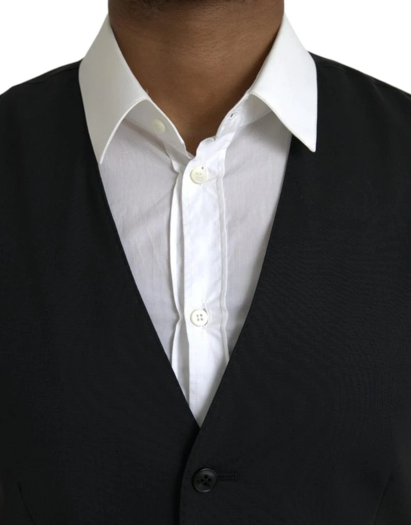 Dolce & Gabbana Dolce & Gabbana Black Wool Formal Dress Waistcoat Vest 4