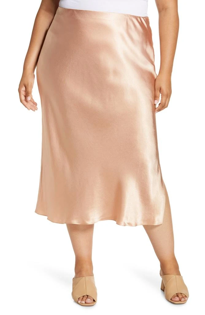 Vince Side Slit Satin Midi Skirt 1