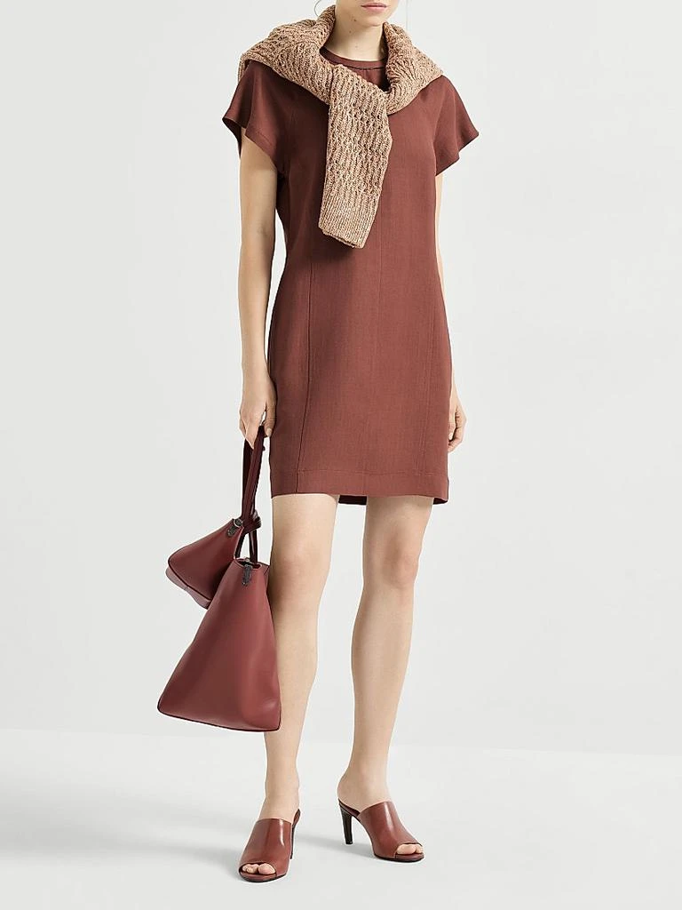 Brunello Cucinelli Viscose and Linen Fluid Twill T-Shirt Dress 6