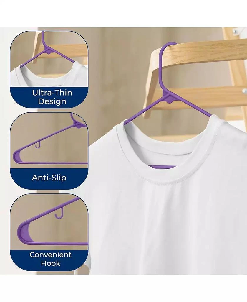 SereneLife 30 Pack Plastic Clothes Hangers – Non-Slip, Heavy Duty Adult Coat Hanger Set with 360° Swivel Hook – Slim, Space-Saving Closet Organizers for Shirts, Pants 
Jackets – Purple 5