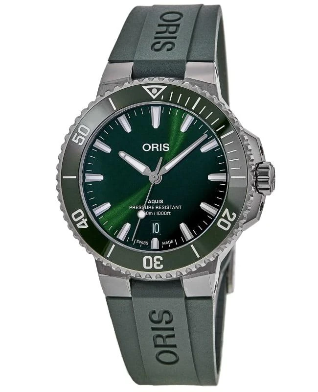Oris Oris Aquis Date Automatic 41.5 mm Green Dial Rubber Strap Men's Watch 01 733 7787 4157-07 4 22 37FC 1