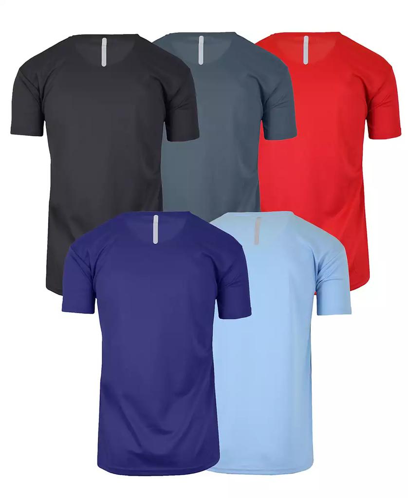 Galaxy By Harvic Men's Short Sleeve Moisture-Wicking Quick Dry Performance Crew Neck Tee -5 Pack