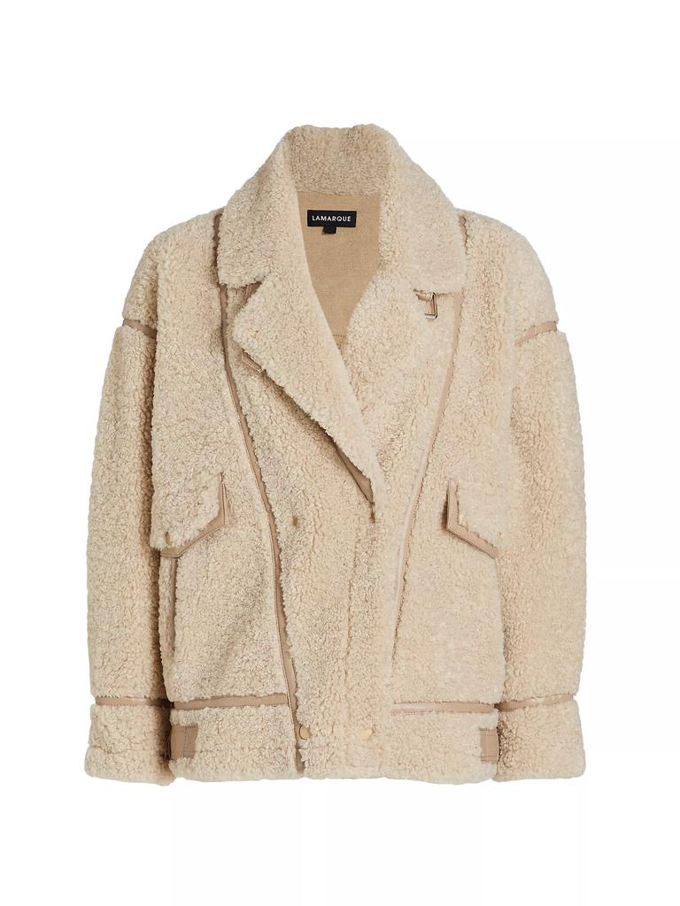 OPEN YY Tan Paneled Faux-Shearling Jacket 2-M - Jackets