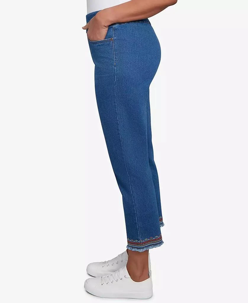 Alfred Dunner Petite El Paso Border Fringe Denim Ankle Pants 5
