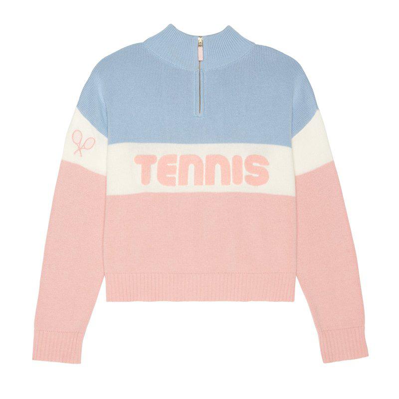 Ellsworth + Ivey Tennis Color Blocked Quarter Zip Sweater