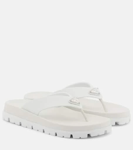 Prada Leather-trimmed thong sandals 1