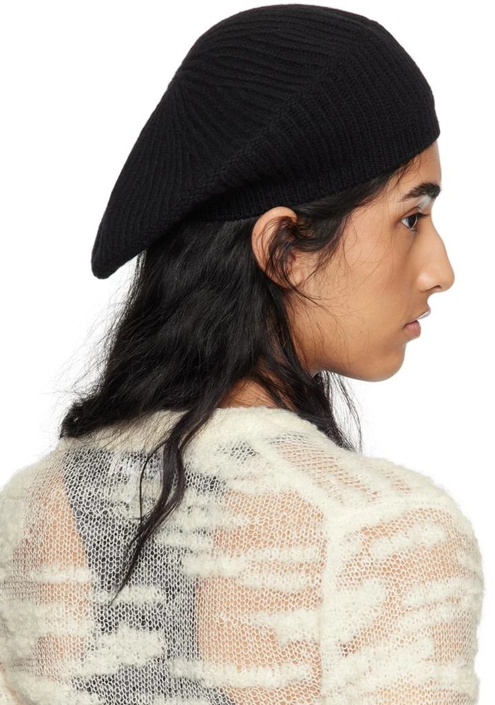 Ganni Black Wool Rib Knit Beret 3
