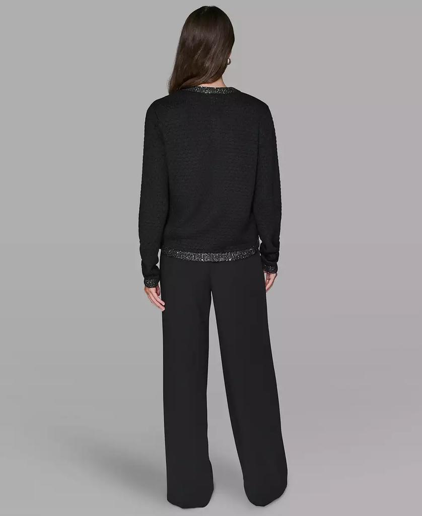 Karl Lagerfeld Paris Women's Crewneck Textured Cardigan