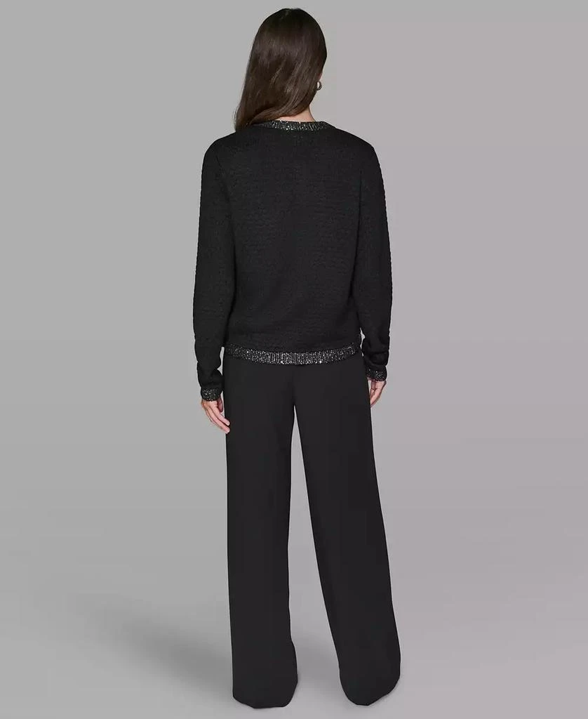 Karl Lagerfeld Paris Women's Crewneck Textured Cardigan 2