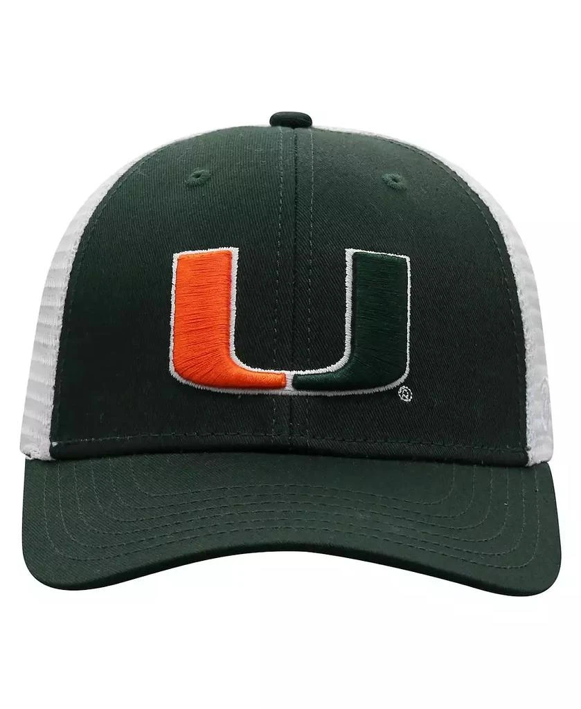 Top of the World Men's Green, White Miami Hurricanes Trucker Snapback Hat 3