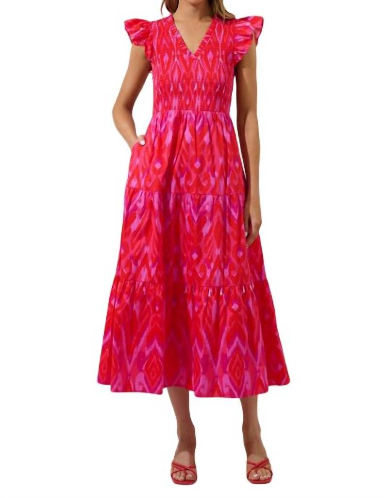 Sugarlips Sugarlips - Blevin Ikat Smocked Tiered Maxi Dress