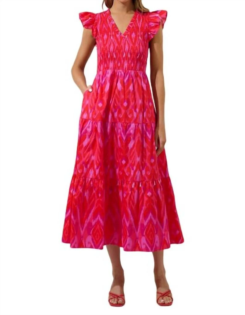 Sugarlips Sugarlips - Blevin Ikat Smocked Tiered Maxi Dress 1