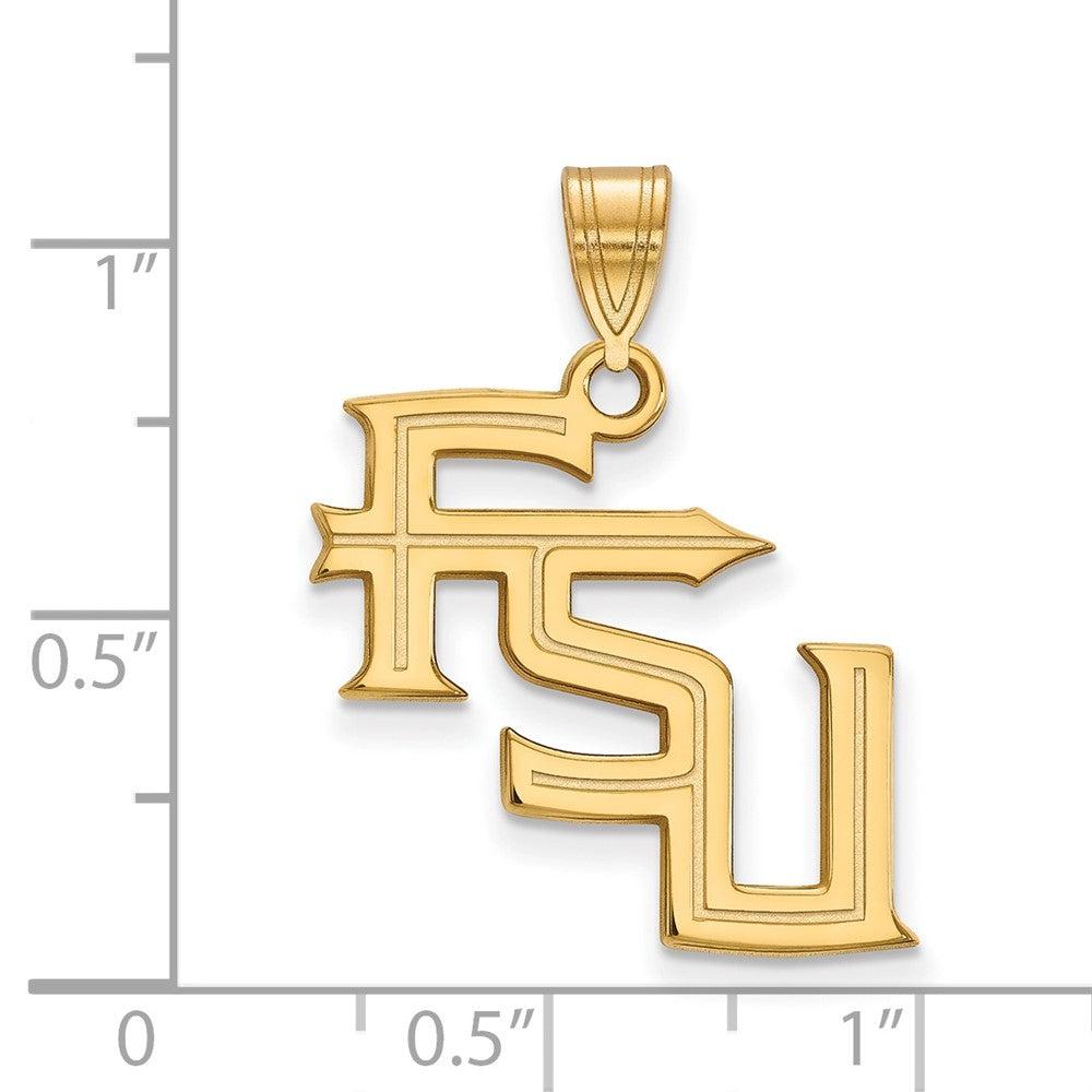 Diamond2Deal 10k Yellow Gold Gold Florida State University F-S-U Large Pendant