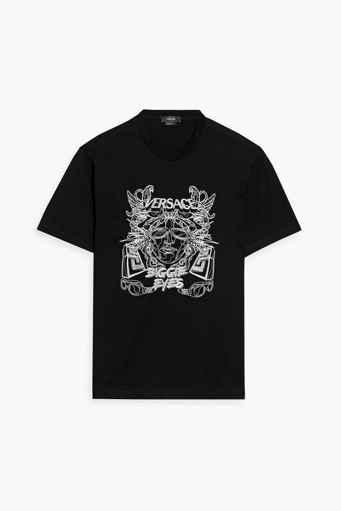 【送料&関税込】Versace T-shirt Compact Cotton Jersey Fabric VERSACE - Printed Cotton Jersey T-shirt Versace