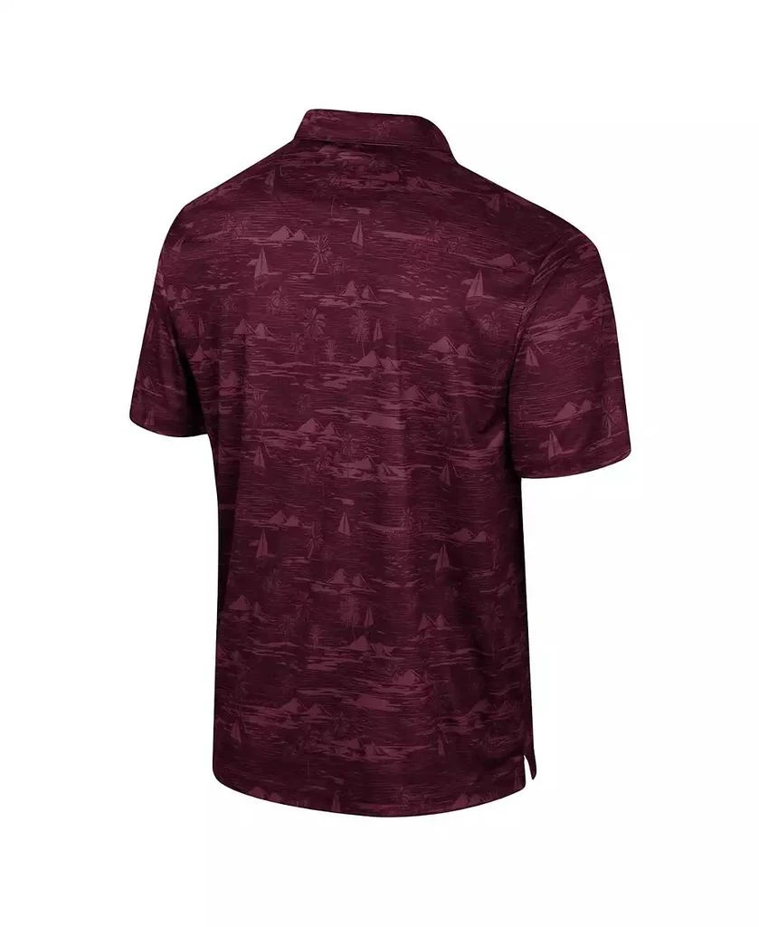 Colosseum Men's Maroon Mississippi State Bulldogs Daly Print Polo Shirt 2