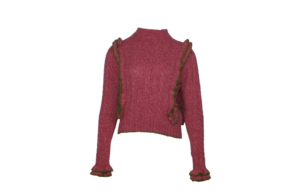 Philosophy by Lorenzo Serafini Philosophy Di Lorenzo Serafini Ruffle Cable-Knit Sweater in Pink Wool 1