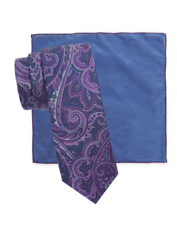 Hickey Freeman ​2-Piece Paisley Silk Tie & Pocket Square Set