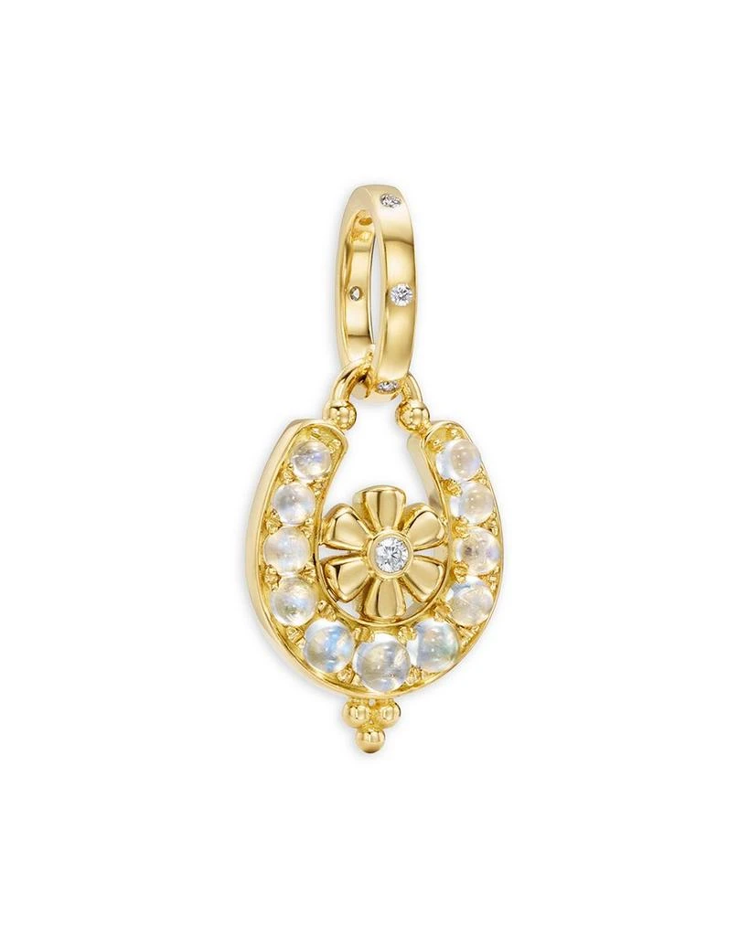 Temple St. Clair 18K Yellow Gold FJ Blue Moonstone & Diamond Flower Horseshoe Pendant 2
