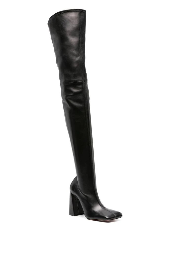 Amina Muaddi THIGH HIGH LEATHER HEEL BOOTS 4