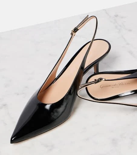 Gianvito Rossi Robbie 55 patent leather slingback pumps 5