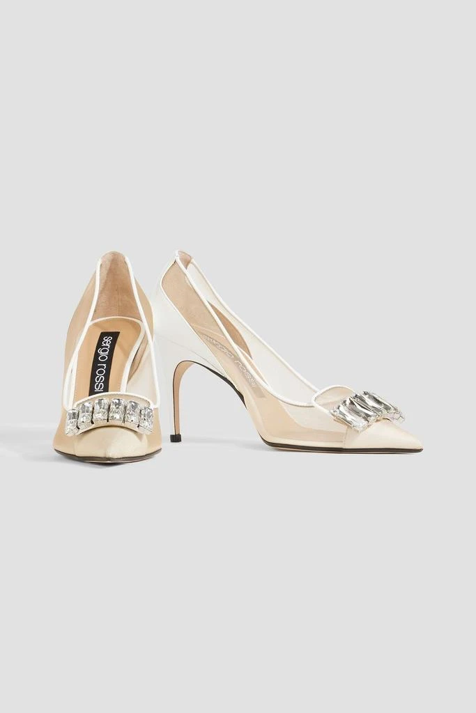 Sergio Rossi Crystal-embellished patent-leather and mesh pumps 2