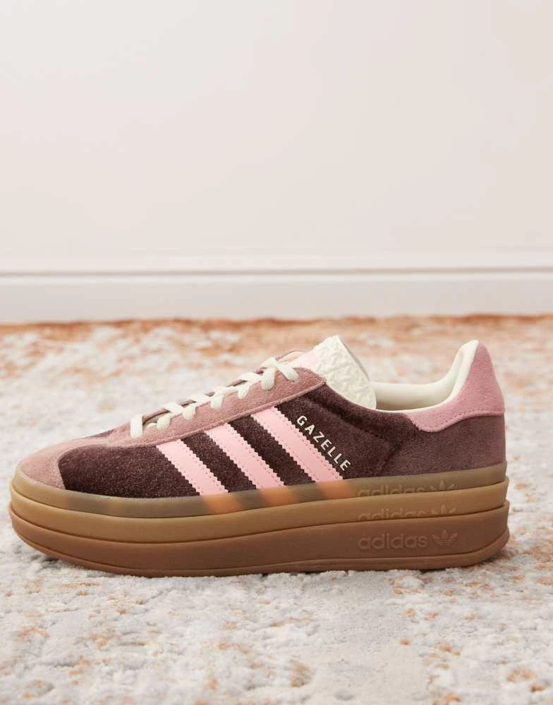 Adidas adidas Originals Gazelle Bold platform trainers in brown and pink 4