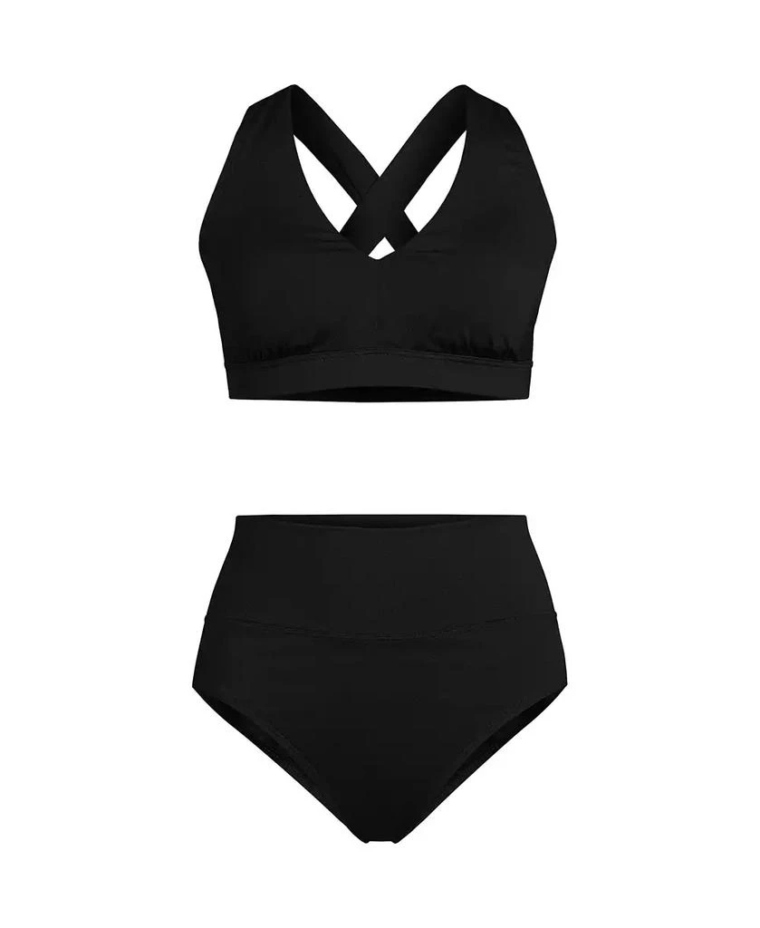 Lands
 End Women
s V-Neck Bikini and High Waisted Bottom Swimsuit Set 3