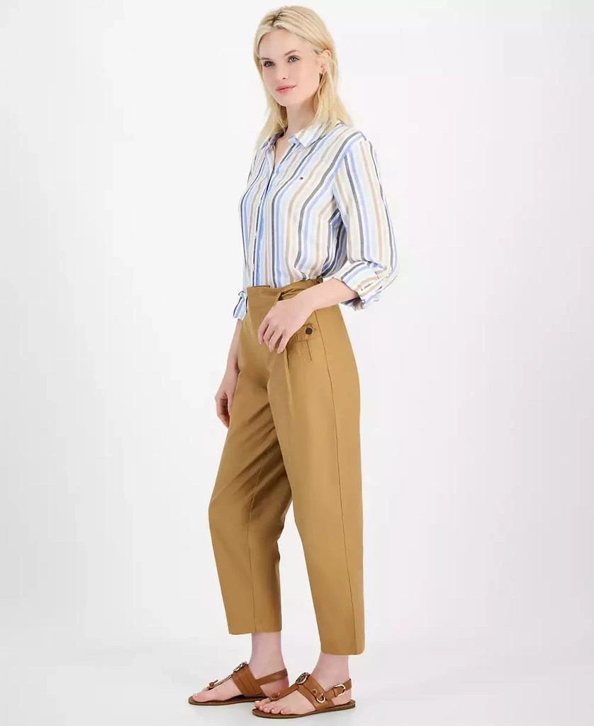 Tommy Hilfiger Women's Cotton-Blend Pleated Utility Trousers 2