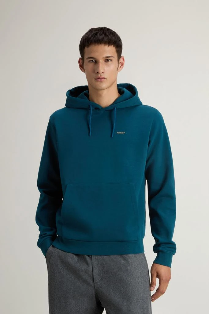 Woolrich Hooded Sweatshirt in Cotton-Blend Interlock - Men - Blue 1