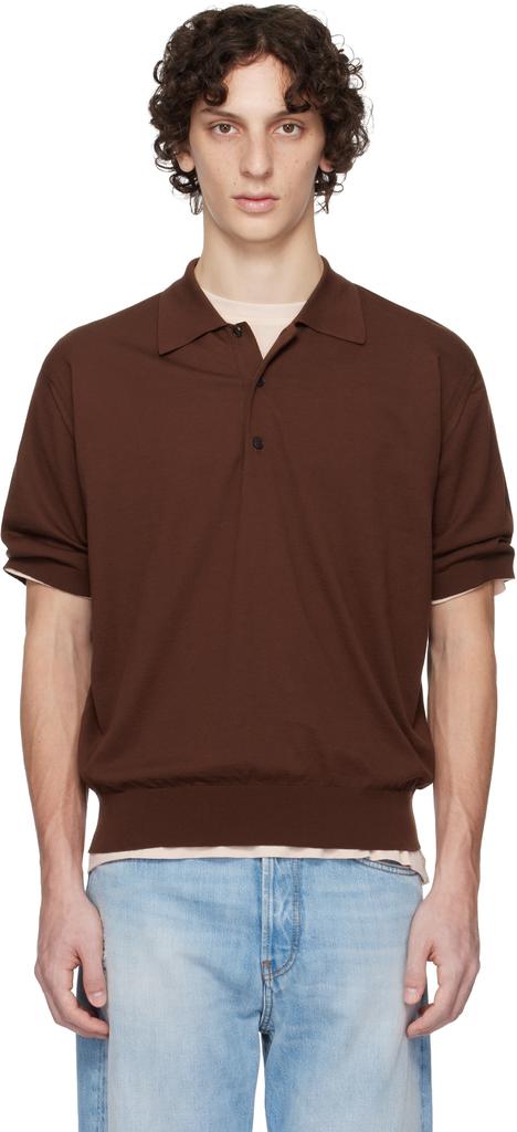 トップス AURALEE PIMA COTTON HEAVY PIQUE POLO AURALEE Navy Pima Cotton Heavy Pique Polo Auralee