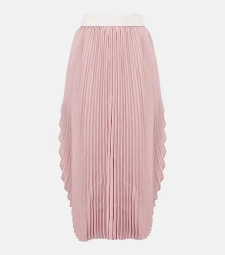 Stella McCartney Leather-trimmed plissé maxi skirt 1