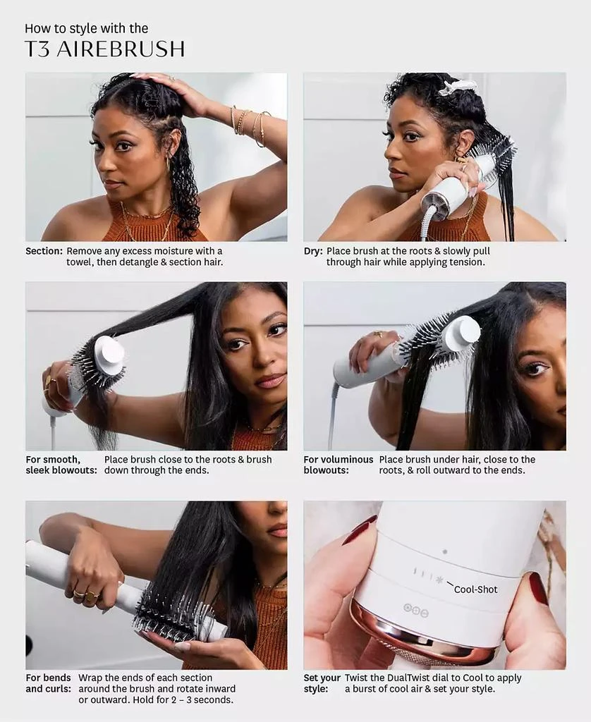 T3 AireBrush One-Step Smoothing and Volumizing Hair Dryer Brush 10