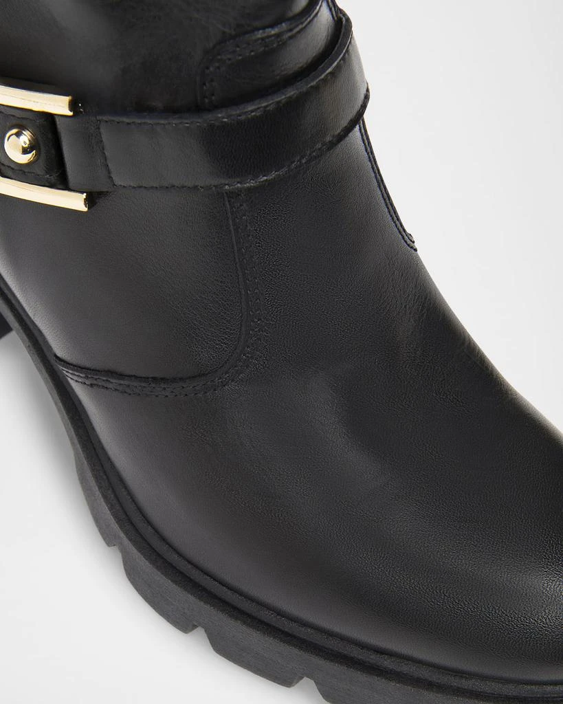 NeroGiardini Slouchy Leather Buckle Short Moto Boots 5